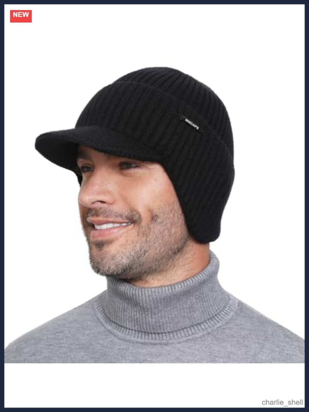Fleece Lined Winter Beanie with Brim & Ear Flaps for Men Women